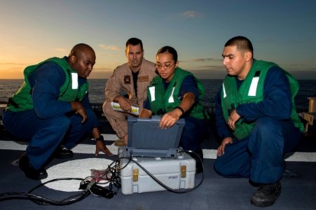 MQ-8B Fire Scout unmanned autonomous helicopter aboard the littoral combat ship USS Fort Worth (LCS-3) 141120-N-DC018-018