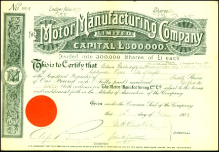 Motor Manufacturing Company 1901