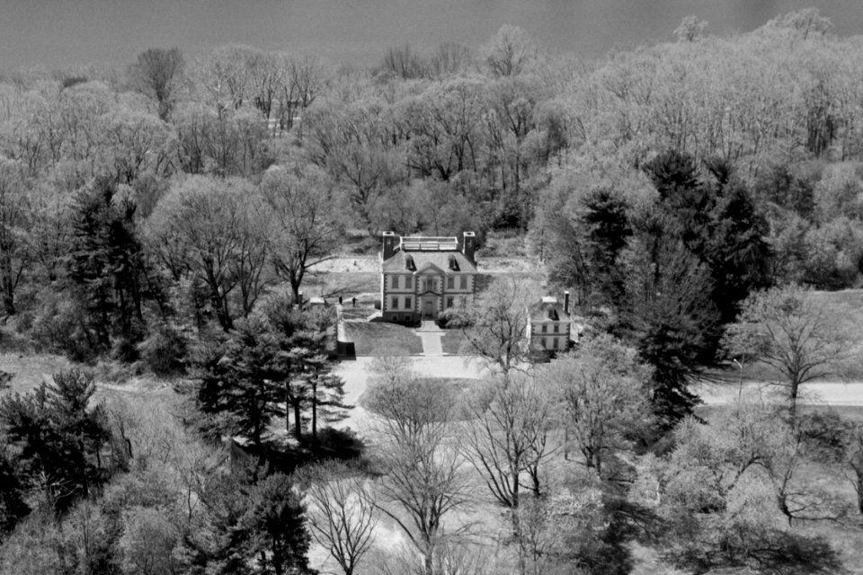 Mount Pleasant Mansion, Fairmount Park, Philadelphia, aerial view looking west HABS 206299pu