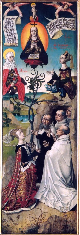 Master of the View of St Gudela, Life and family of St Anne (Brussels, ca 1475-1500) - left panel
