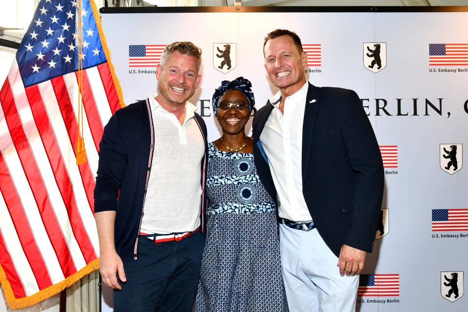 Matt Lashey, Ruth Masodzi Chikwira, and Richard Grenell, 4th of July 2019 in Berlin