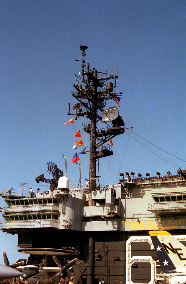Mast of USS Kitty Hawk (CV-63) in 1983