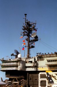 Mast of USS Kitty Hawk (CV-63) in 1983