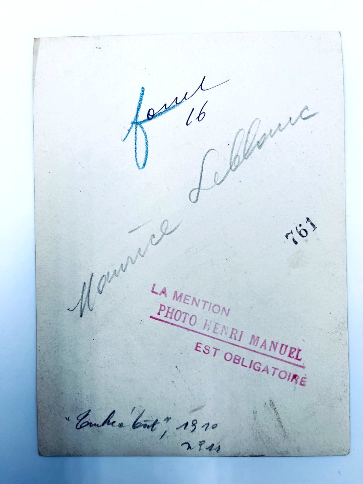 Maurice Leblanc - photographie Henri Manuel (verso)