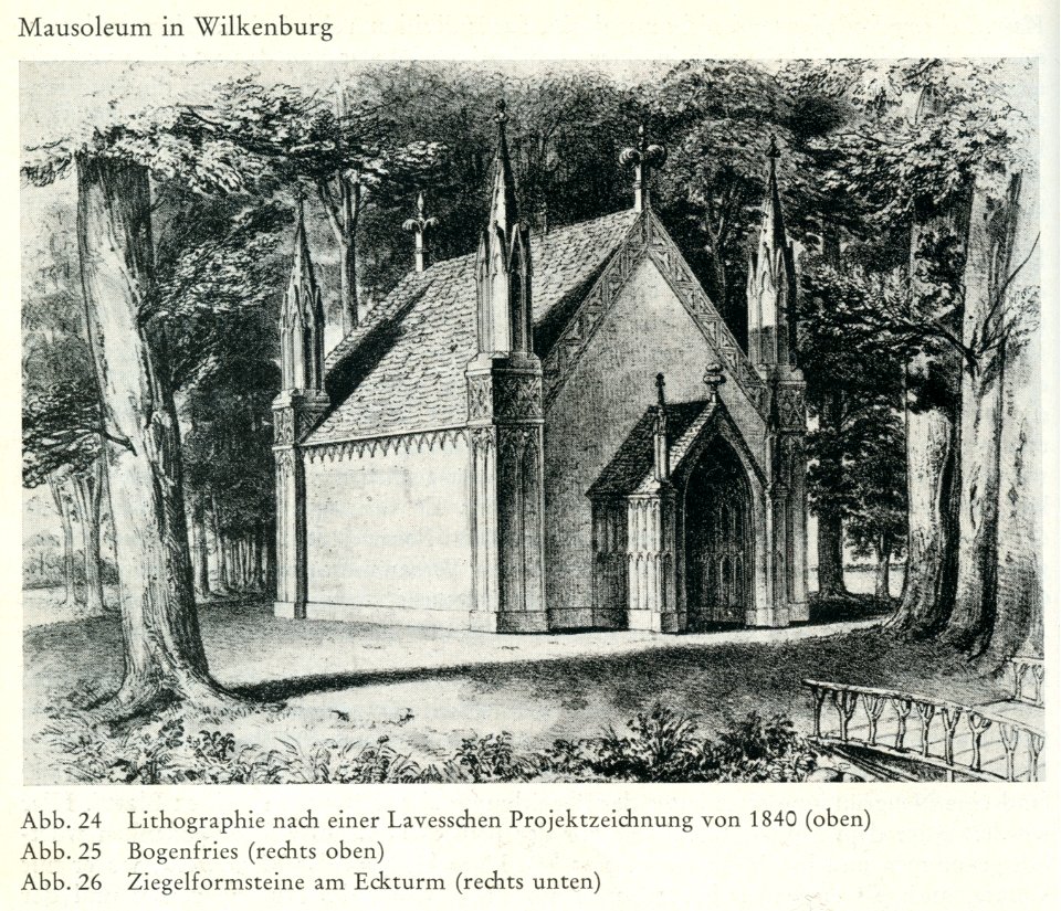 Mausoleum von Alten, Lithographie nach einer Projektzeichnung von Laves