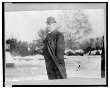 Matthew R. Denver, representative from Ohio, three-quarter length portrait, standing, facing left, wearing derby and coat LCCN2004676809