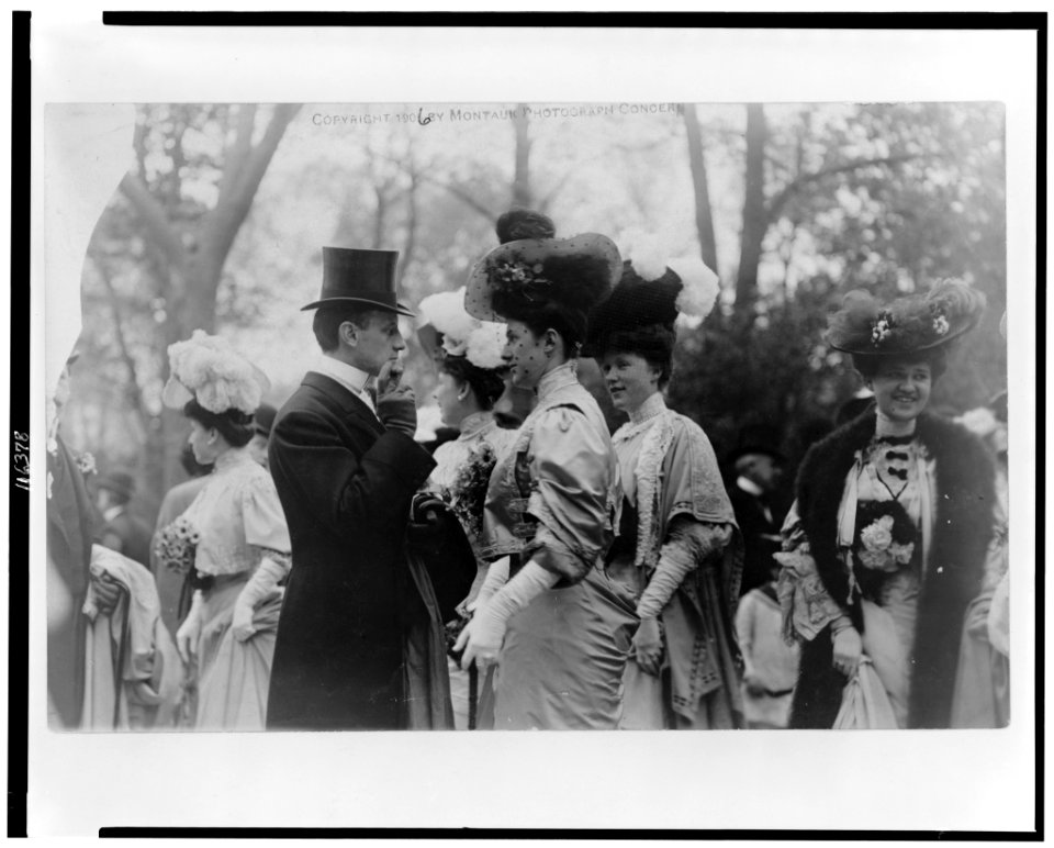 Mr. & Mrs. Goodhue Livingston and Mrs. Alfred Gwynne Vanderbilt at an outdoor social gathering for the annual parade of the coaching club LCCN96509923