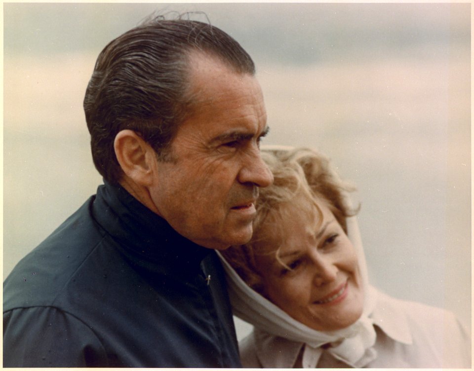 Mr. and Mrs. Nixon on the beach in San Clemente - NARA - 194342