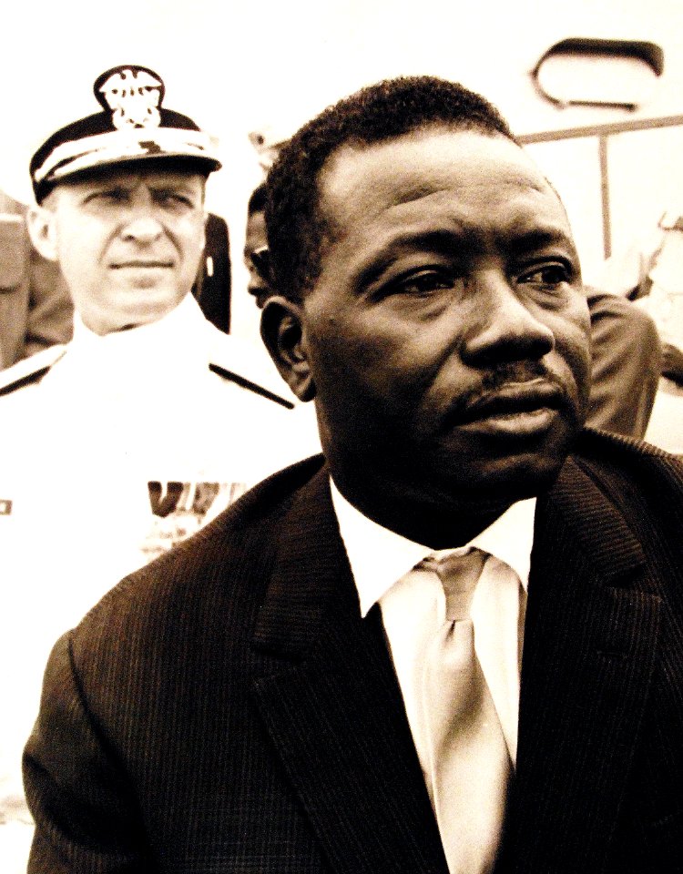 Mr. Emile Radiene, Cabinet member from Dakar, Senegal, and Rear Admiral Bernard M. Strean, Commander of the Task Force