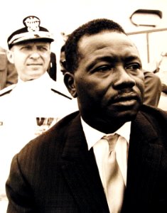 Mr. Emile Radiene, Cabinet member from Dakar, Senegal, and Rear Admiral Bernard M. Strean, Commander of the Task Force