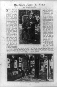 Mr. Henry James in the garden of his home at Rye ; The library at Lamb House, Mr. James's English home LCCN90708973