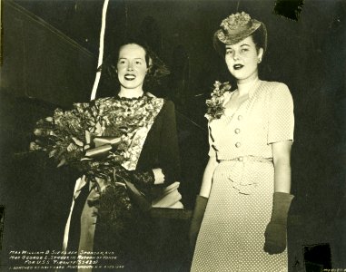 Mrs Sieglaff and Mrs. George L. Street, III. at the christening and launch of the USS Tirante (SS 420)