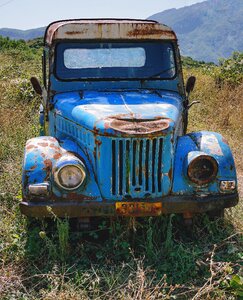 Jeep abandoned blue photo