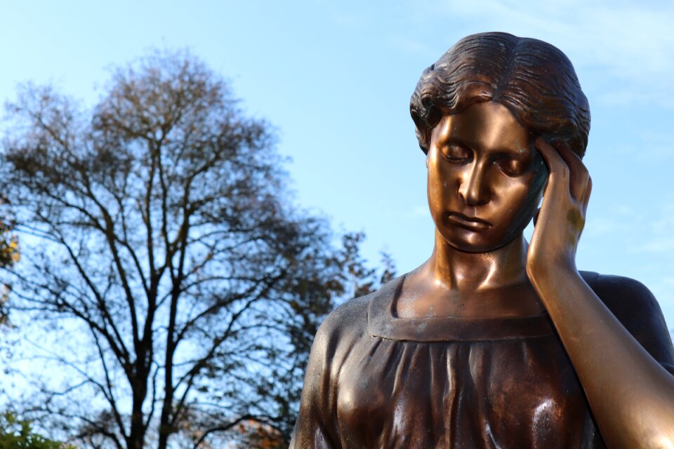 Bronze statue head girl