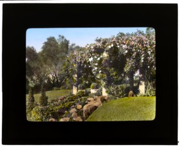Mrs. Francis Lemoine Loring house, 700 South San Rafael Avenue, San Rafael Heights, Pasadena, California. Bougainvillea pergola from flower garden to house LCCN2007684854