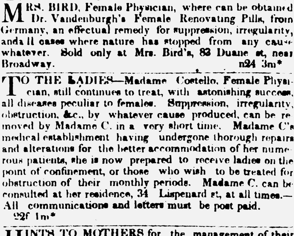 Mrs. Bird, female physician To the Ladies-Madame Costello. LCCN2002719613