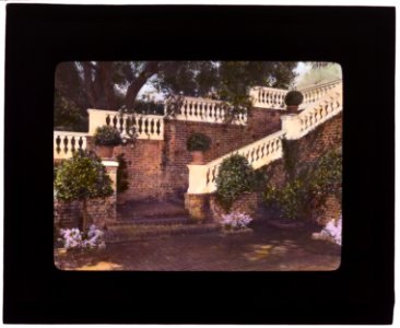 Mrs. Francis Lemoine Loring house, 700 South San Rafael Avenue, San Rafael Heights, Pasadena, California. Staircase from landing, replanted LCCN2007684872