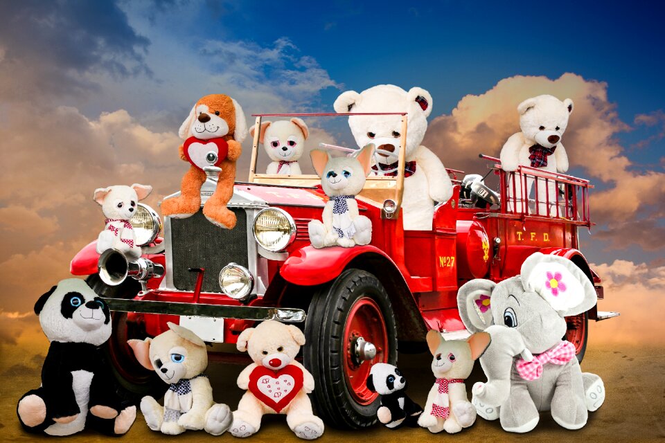 Soft toys fire teddy