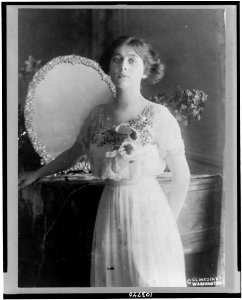 Mrs. J.B. Bayne nee Olga Roosevelt, three-quarter length portrait, standing, facing slightly left LCCN91787669