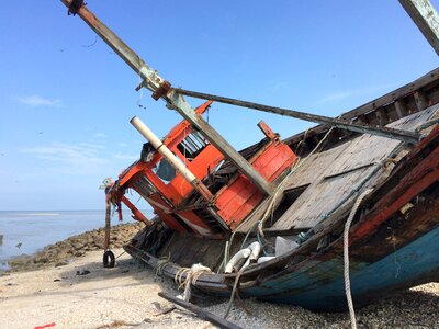 Ship abandon seaside photo