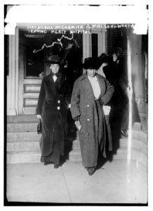 Mrs. Medill McCormick and Mrs. (Alice Roosevelt) Longworth leaving Mercy Hospital LCCN2014690904