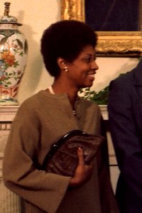 Mrs. Michael Manley in the Oval Office 1977. NARA 177167 (retouched)