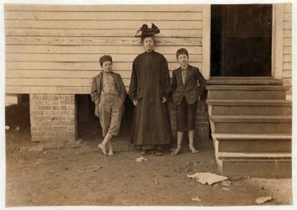 Mrs. S. J. Bonner and 2 boys. Work in Bibb Mill No. 1, Macon, Ga. She earns $3.50 a week. Boys together earn $4.90 a week. Husband died when they lived on a farm. She couldn't get any heavy LOC nclc.01591