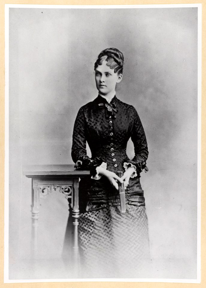 Mrs. Theodore Roosevelt, three-quarter length portrait, standing, facing slightly left LCCN96525603