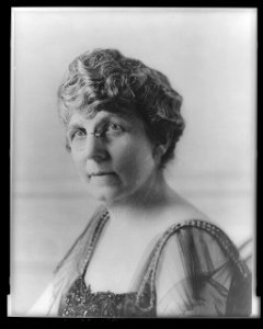 Mrs. Warren G. Harding, three-quarter length portrait, seated, facing left LCCN96525404