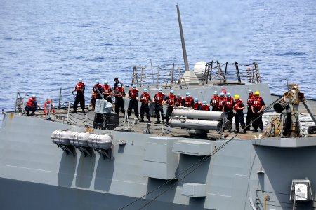 MSC's USNS Charles Drew Conduct's Trilateral Replenishment-at-Sea 160419-N-IX266-004