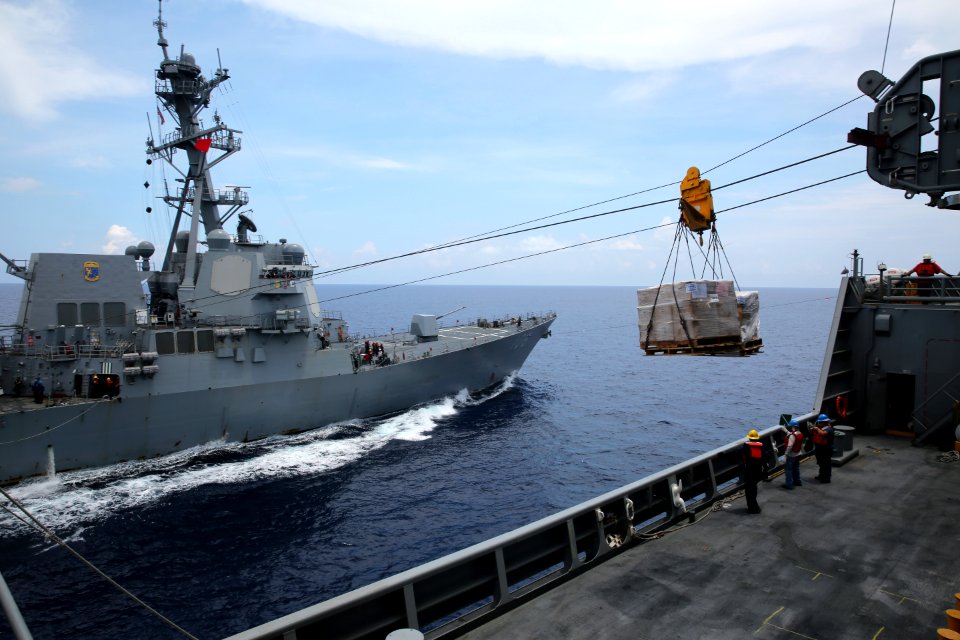MSC's USNS Charles Drew Conduct's Trilateral Replenishment-at-Sea 160419-N-IX266-012