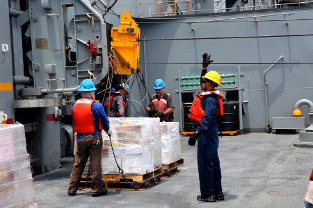 MSC's USNS Charles Drew Conduct's Trilateral Replenishment-at-Sea 160419-N-IX266-013
