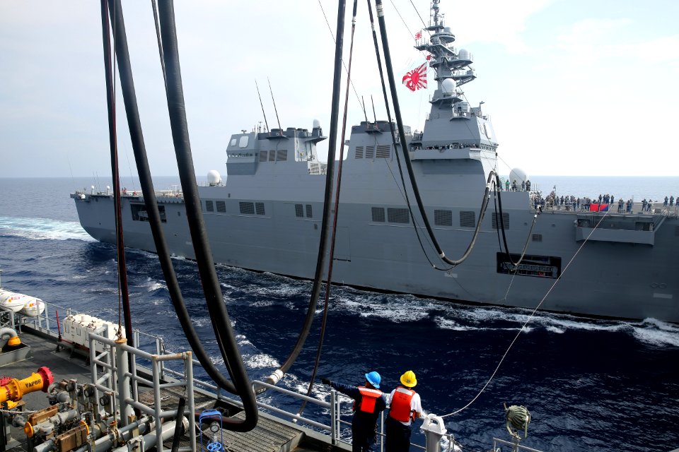 MSC's USNS Charles Drew Conducts Trilateral Replenishment At Sea 160419-N-IX266-040