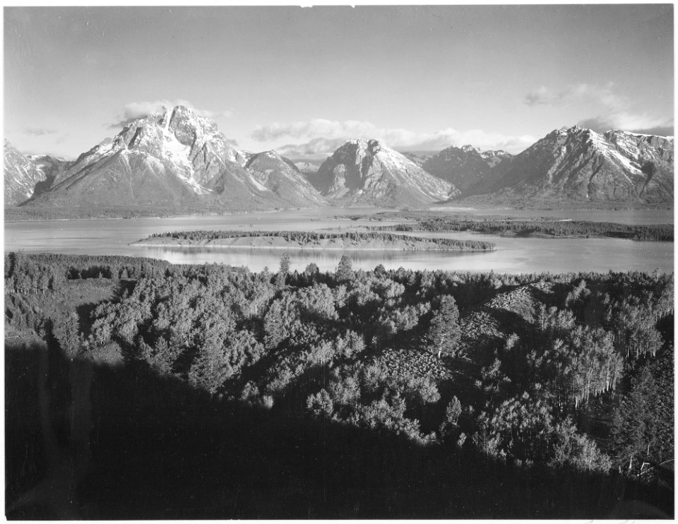 Mt. Moran and Jackson Lake from Signal Hill, Grand Teton National Park, Wyoming., 1933 - 1942 - NARA - 519910
