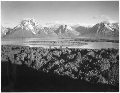 Mt. Moran and Jackson Lake from Signal Hill, Grand Teton National Park, Wyoming., 1933 - 1942 - NARA - 519910
