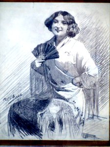 Mujer con abanico y manto - Ulpiano Checa