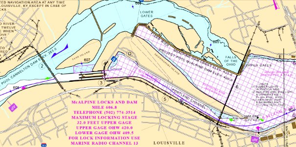 McAlpine Locks and Dam navigation chart (detail) from 2010 photo