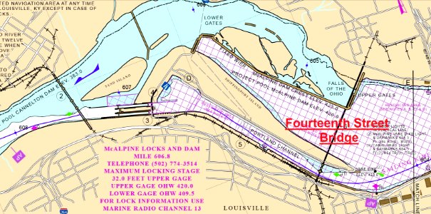 McAlpine Locks and Dam navigation chart (detail) from 2010 (PRR-Bridge) photo