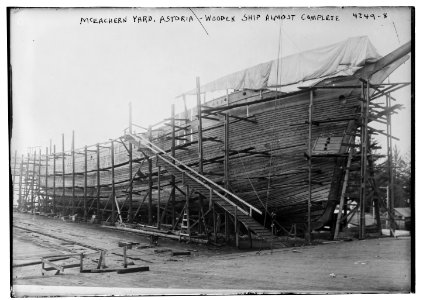 McEachern Yard, Astoria - wooden ship almost complete LCCN2014704926 photo