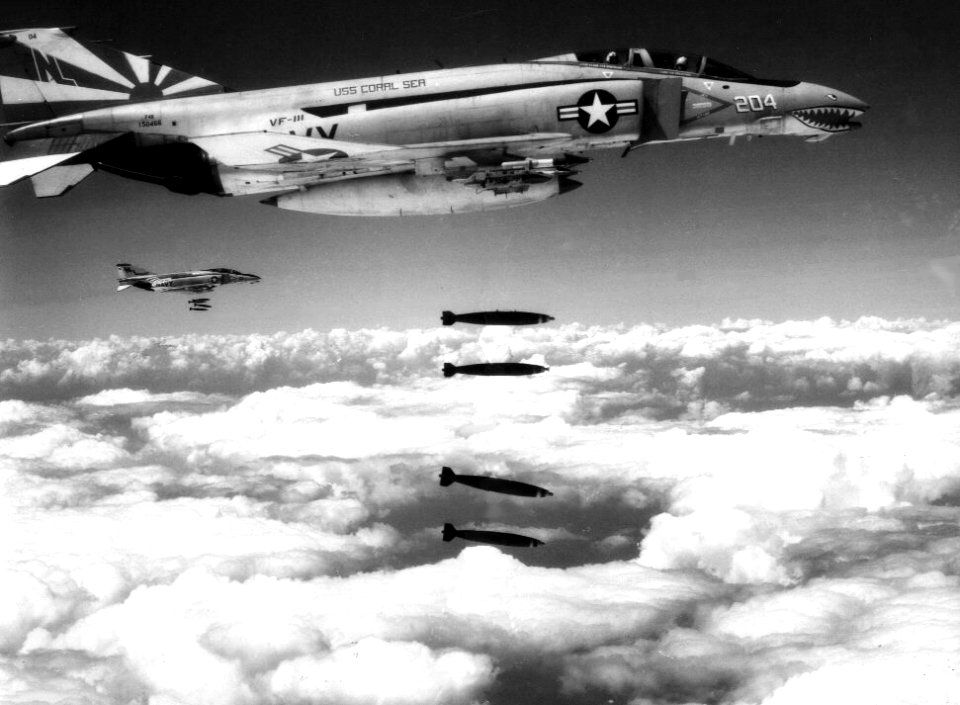 McDonnell F-4Bs dropping bombs 1971