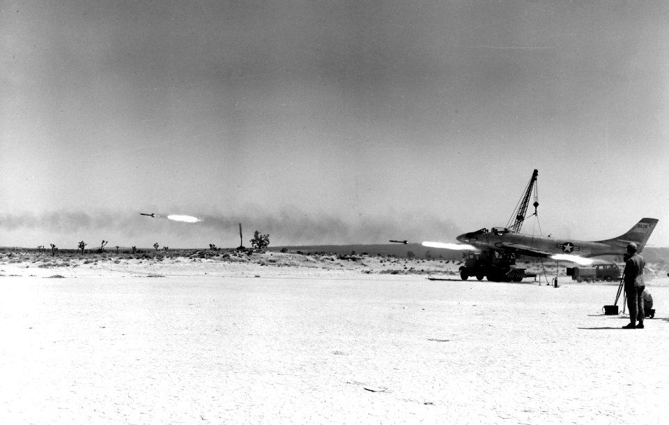 McDonnell XF-88 (SN 46-526, second aircraft built) during a rocket armament test fire 060728-F-1234S-036