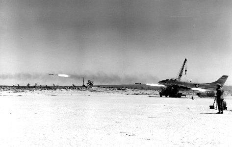 McDonnell XF-88 (SN 46-526, second aircraft built) during a rocket armament test fire 060728-F-1234S-036