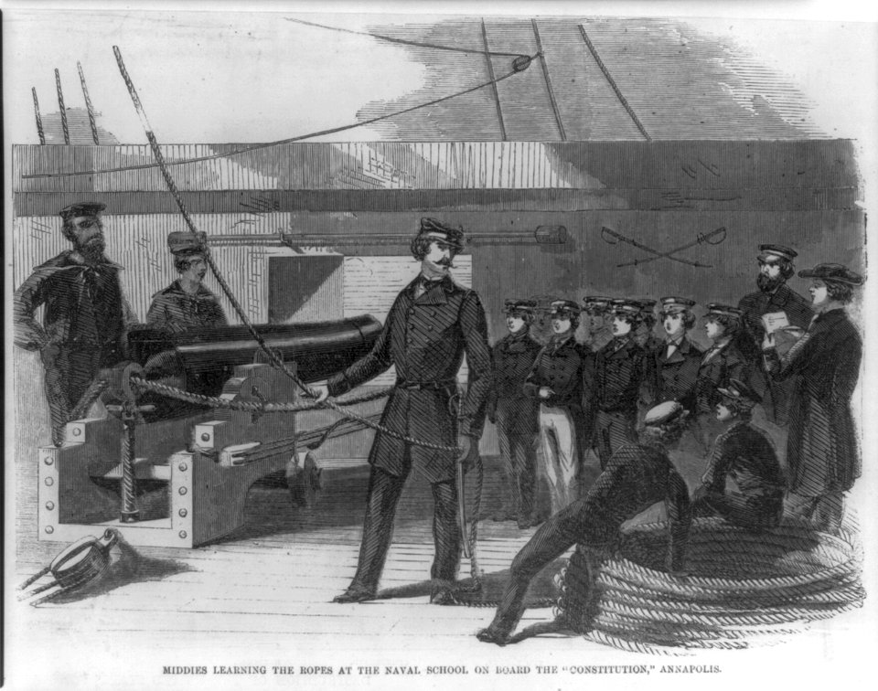 Md. - Annapolis - U.S. Naval Academy, 1853- Middies learning the ropes...on board the CONSTITUTION LCCN2006683648