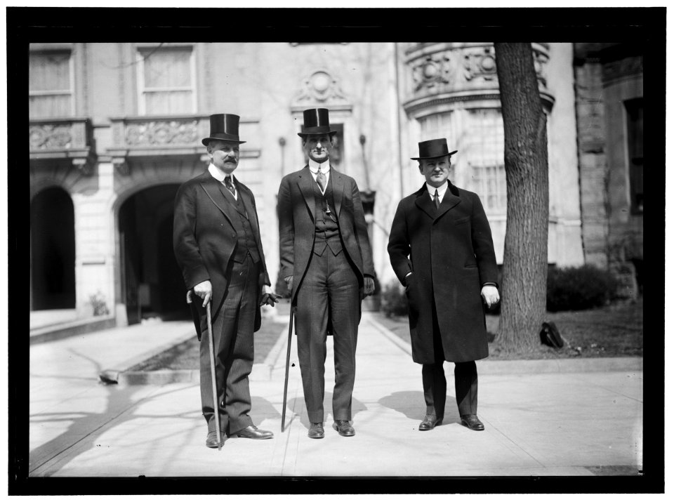 McADOO, WILLIAM GIBBS. SECRETARY OF THE TREASURY, 1913-1921. CENTER, WITH TUMULTY AND HUGH WALLACE LCCN2016865314