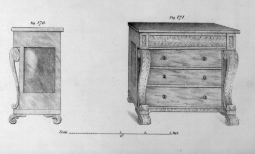 Measured drawing of chest of drawers; front and side views LCCN2004677403