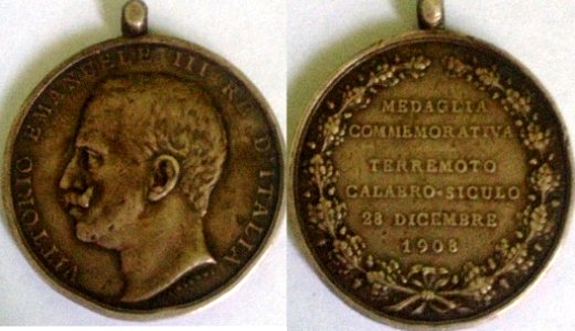 Medaglia Commemorativa Terremoto Calabro Siculo