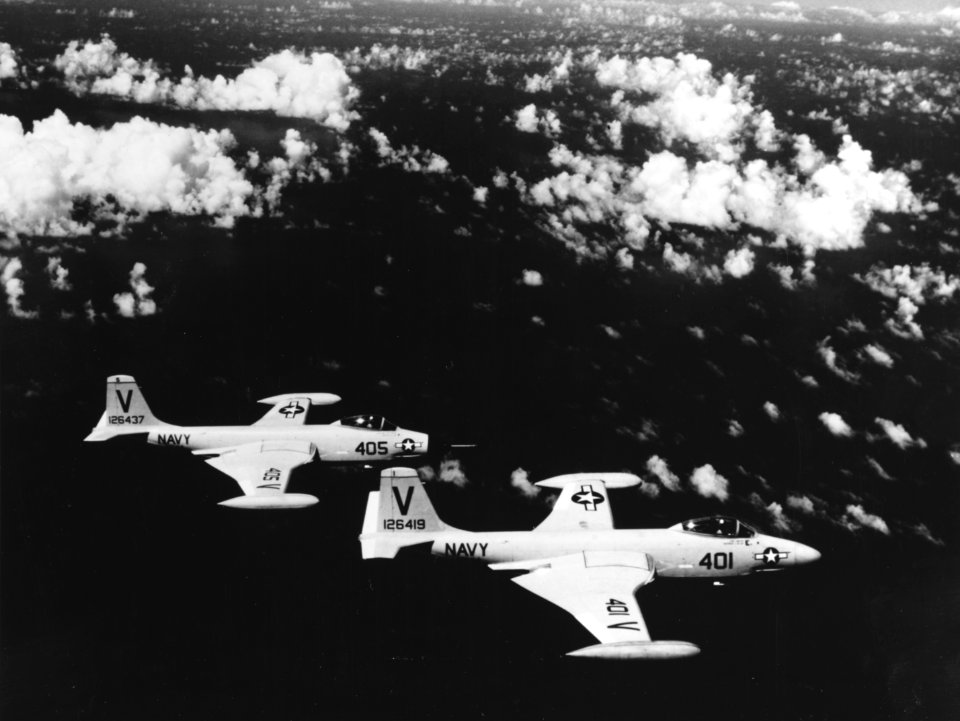 McDonnell F2H-3 Banshees of VF-114 in flight c1956