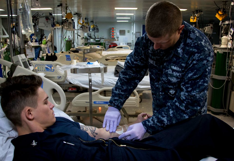Medical treatment aboard USS Bonhomme Richard (LHD 6) 161115-N-WF272-287