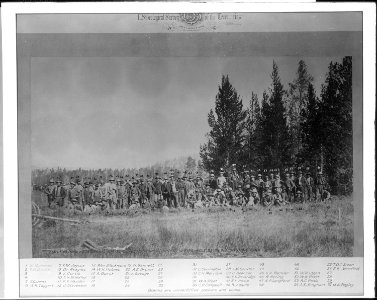 Meeting of the U. S. Geological Survey of the Territories (Hayden) in the Fire Hole Basin, Yellowstone Park. - NARA - 517699