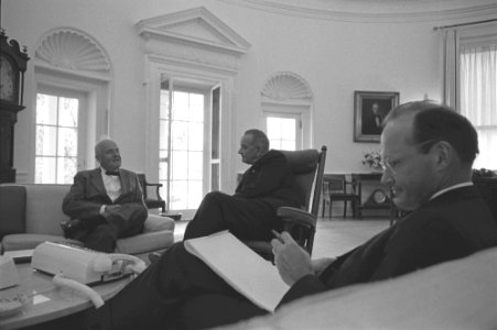 Meeting Oval Office LBJ, Dean and McGeorge Bundy